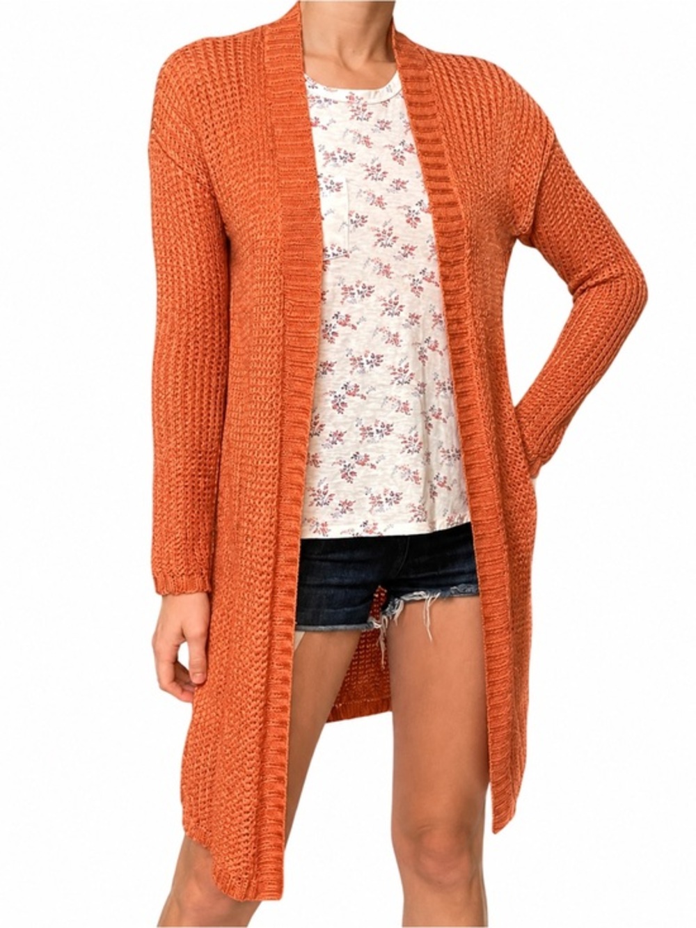 Lauren Ralph Lauren Coral Open Front Knit Duster Sweater 💕